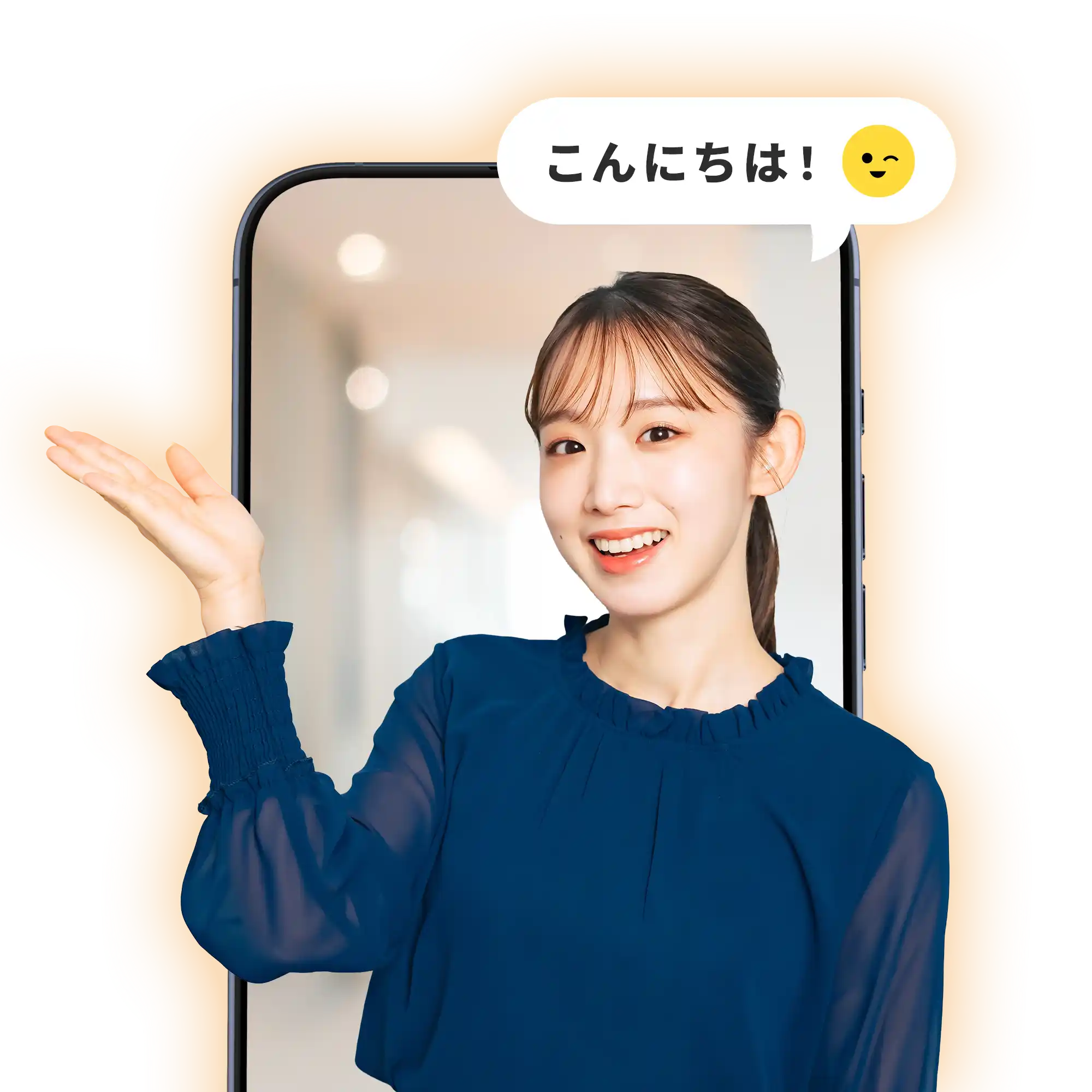 A woman waving