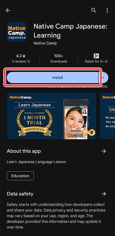 Type in Native Camp and tap install