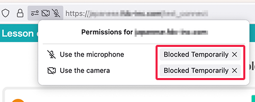 Camera and microphone permission settings