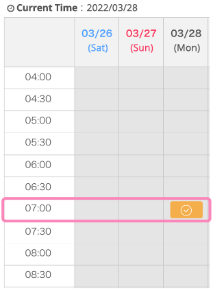 time schedule